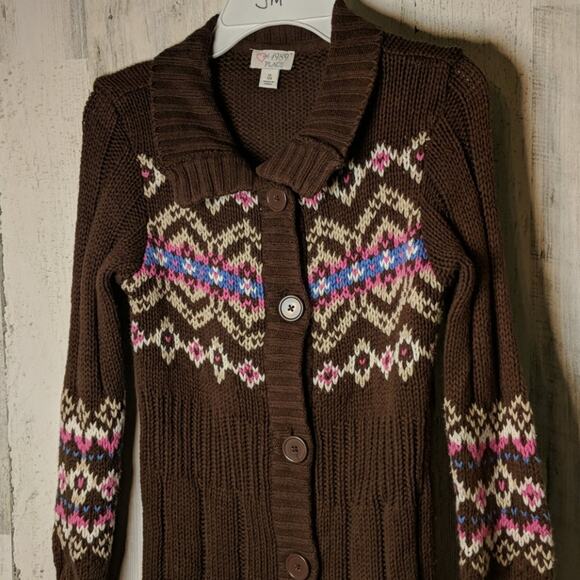 CHILDREN'S PLACE Brown Sweater Cardi Dress 7/8 Med - Picture 4 of 8